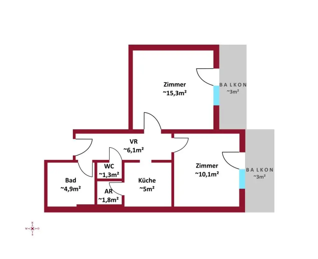 Traumhafte 2-Zimmer Wohnung mit 2 Balkonen in Mödling - Perfekt saniert und ideal gelegen!