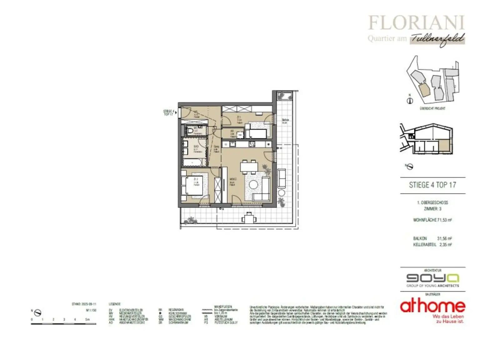 FLORIANI – Quartier am Tullnerfeld - Stilvolle Eckwohnung mit großzügigem Balkon - Viele Extras für ihr Wohlbefinden - Bahnhof in der Nähe