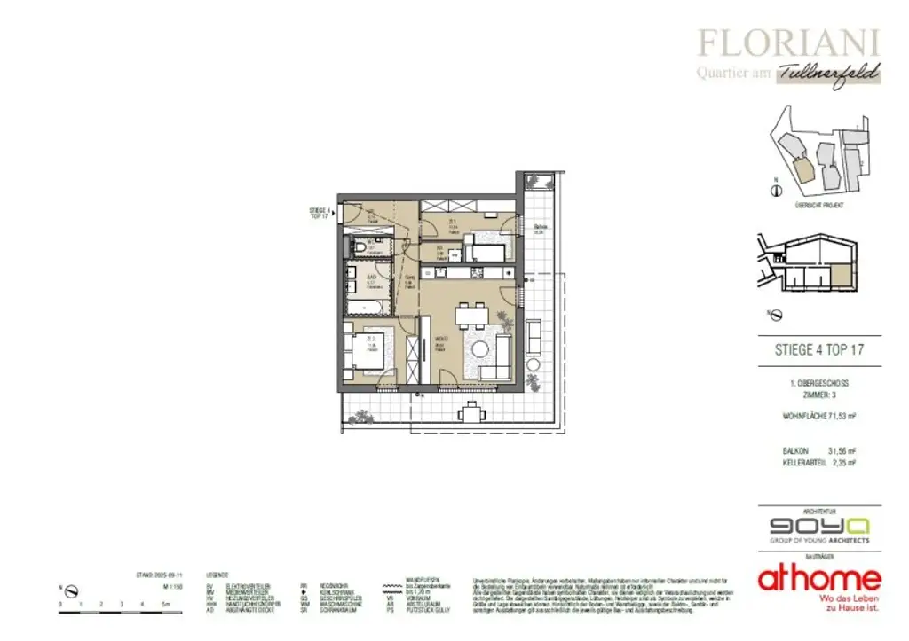 FLORIANI – Quartier am Tullnerfeld - Stilvolle Eckwohnung mit großzügigem Balkon - Viele Extras für ihr Wohlbefinden - Bahnhof in der Nähe