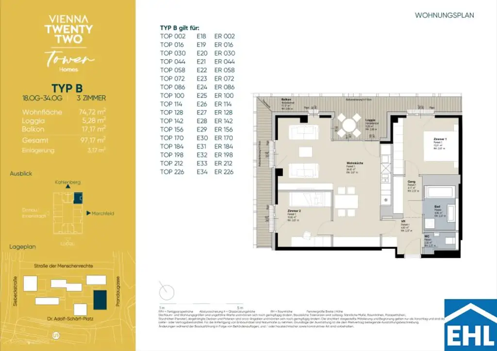 3-Zi.-Erstbezug mit Loggia & Donaublick | TOWER HOMES