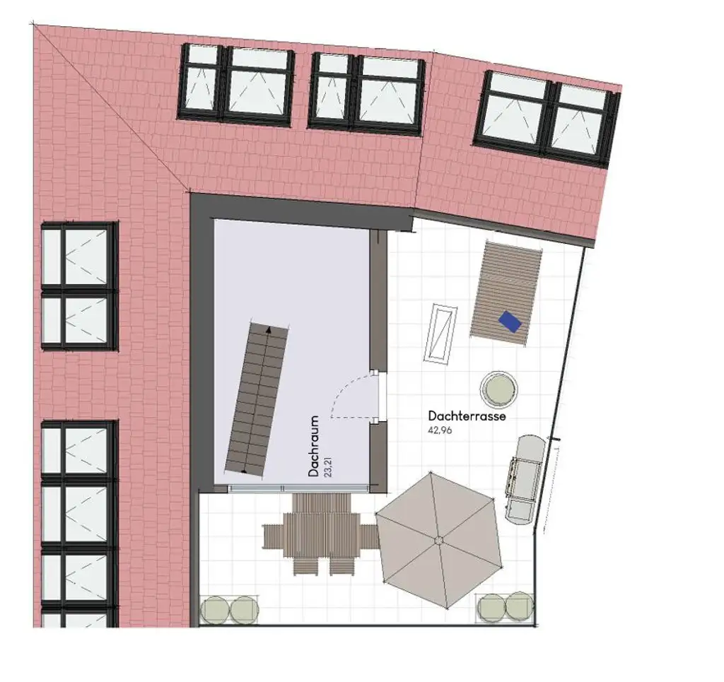 Exklusive 4-Zimmer-Dachgeschosswohnung mit großer Dachterrasse & Home Office separat