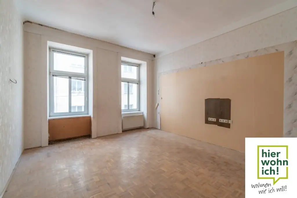 Sanierungsbedürftig helle 2 Zi Altbauwohnung im Karmeliterviertel