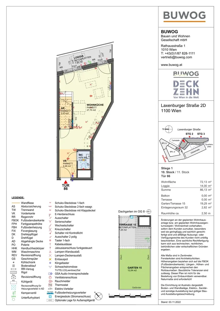 Beim Hauptbahnhof Wien - Dachgeschoss-Maisonette im Neubau Erstbezug mit Klima und Dachgarten