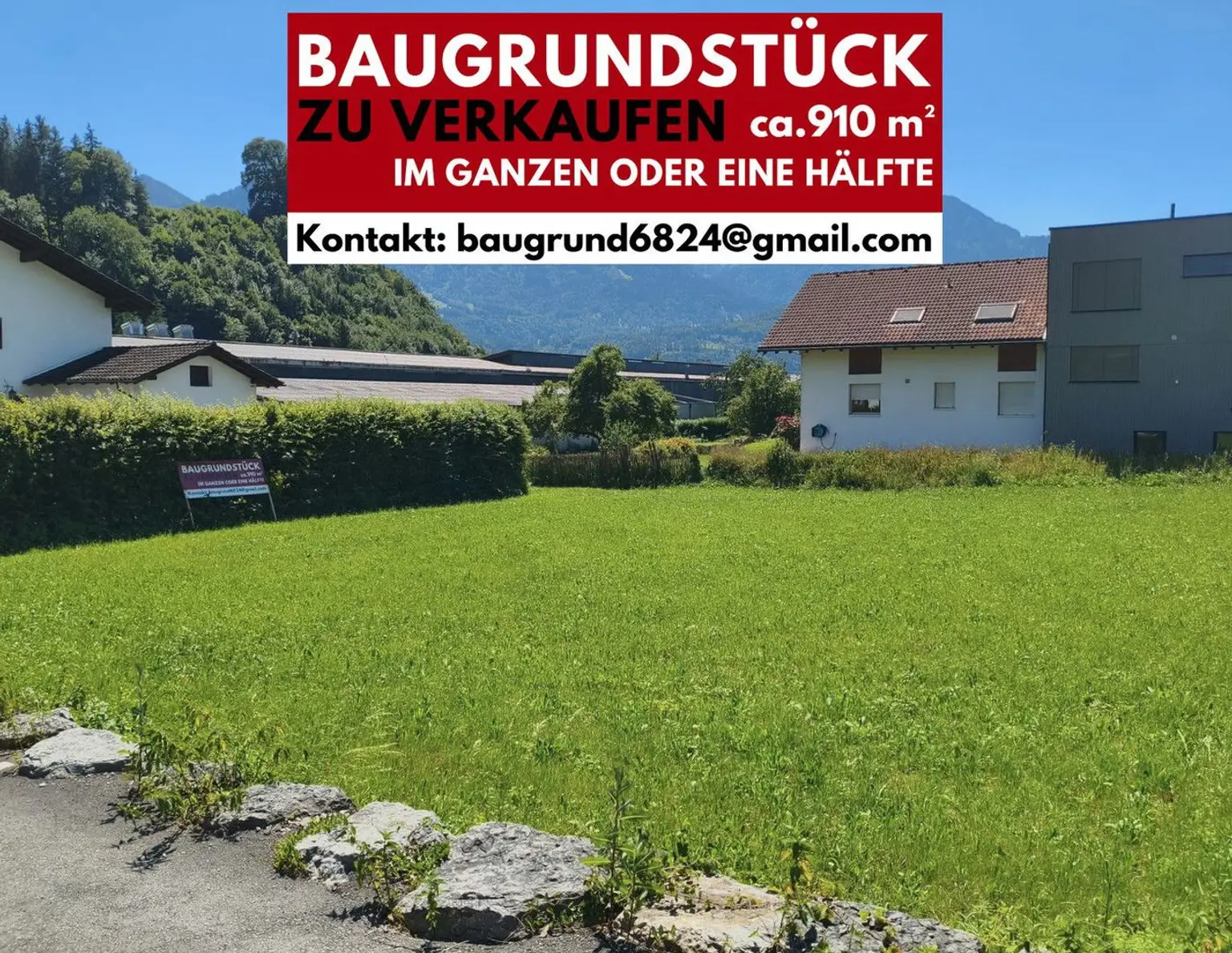Schönes Bau-Grundstück mitten in Schlins als Ganzes oder geteilt zu verkaufen