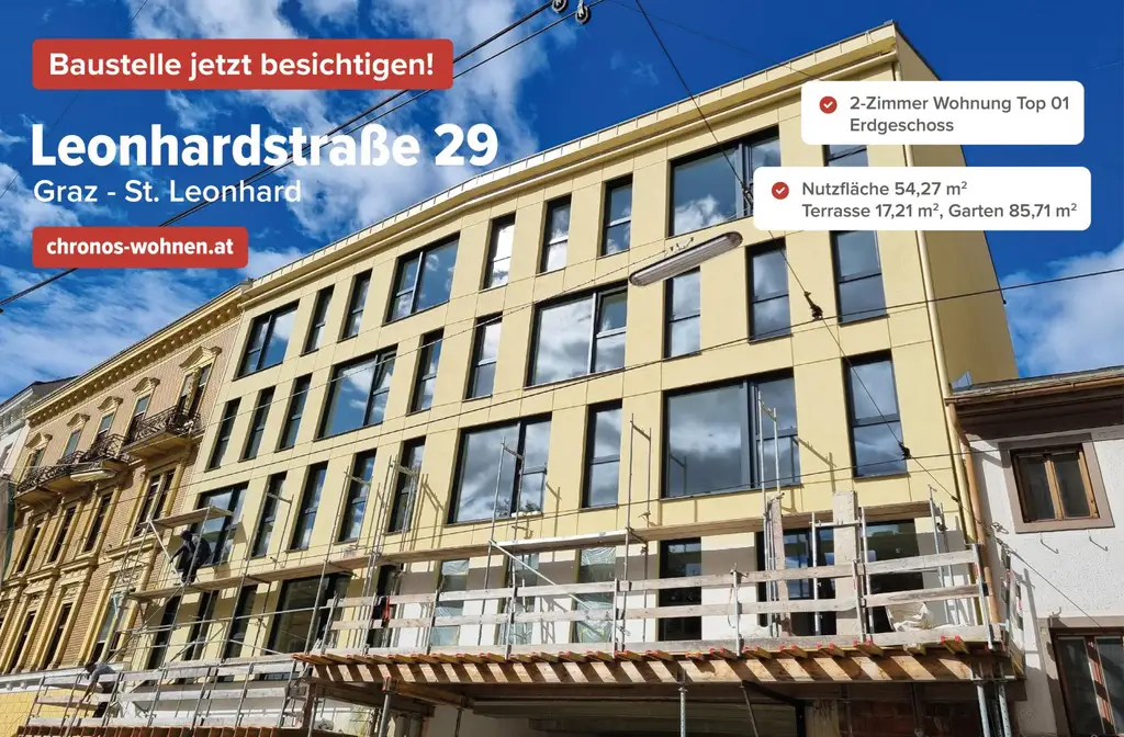 PROVISIONSFREI! Neubauprojekt - St.Leonhard! Große 2-Zimmerwohnung mit ca. 85m2 Garten!