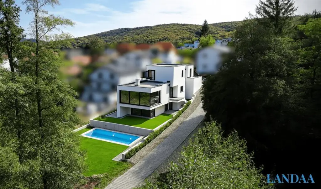 Exklusives, modernes Traumhaus mit großzügigen Glasflächen und Grünblick