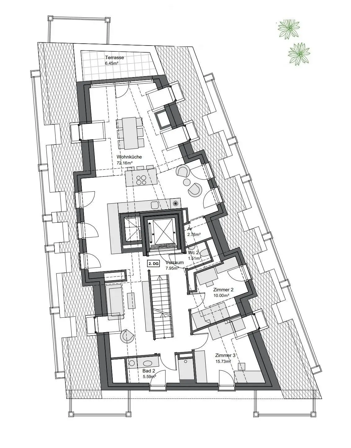 Stilvolle Dachmaisonette mit 3 Terrassen in neu errichteter Stilvilla + Garage 1180 Wien