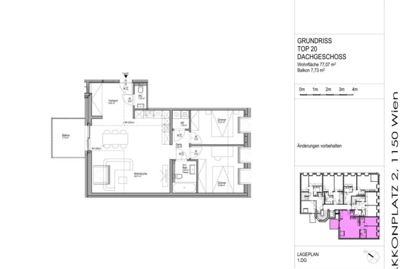 ERSTBEZUG ! Exklusives 77 m²Dachwohnung in generalsanierten, historischem Gebäude (Top 20)