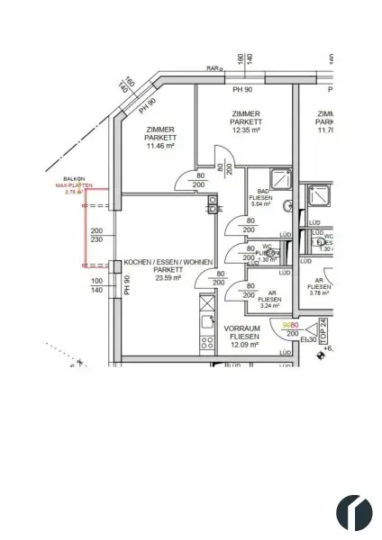 Zentrale 3-Zimmer-Wohnung mit Balkon in Tulln