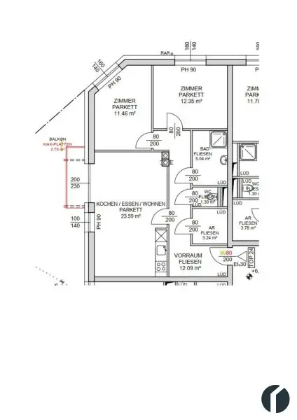 Zentrale 3-Zimmer-Wohnung mit Balkon in Tulln