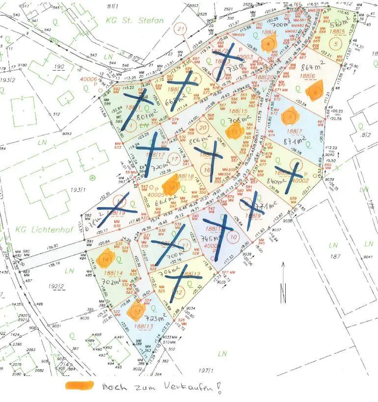 Lageplan Grundstück gesamt mit freien Parzellen