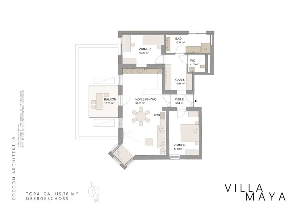 ELEGANZ TRIFFT MODERNE: Luxuriöse 3-Zimmer-Wohnung mit sonnigem Balkon inkl. Bergblick im Villenviertel zu mieten!