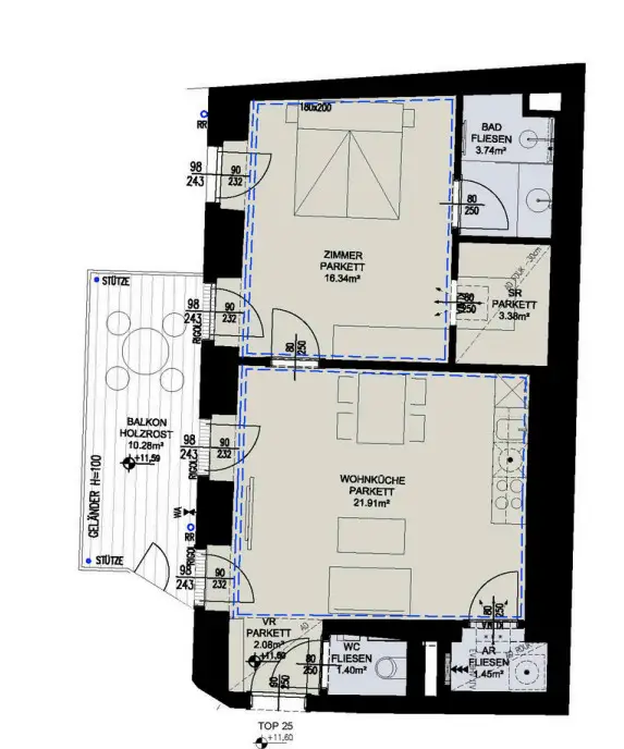 EXKLUSIVE 2-ZIMMER-WOHNUNG MIT
GROSSEM BALKON