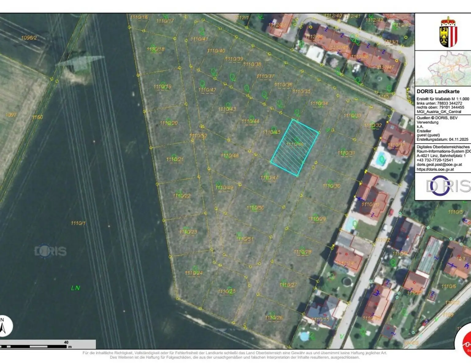 Optimales Baugrundstück Nr. 1110/46 für Doppelhausbebauung - Asten/Raffelstetten