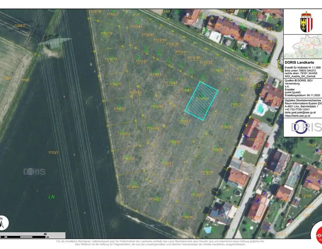 Optimales Baugrundstück Nr. 1110/46 für Doppelhausbebauung - Asten/Raffelstetten