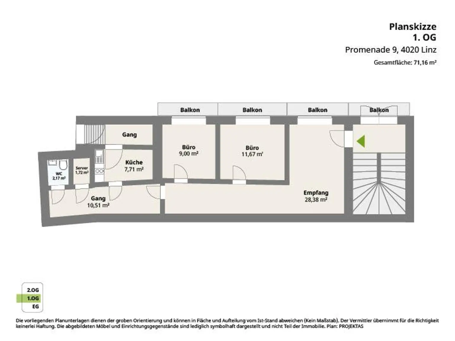 70m² Büro mit Balkon in bester Lage zu vermieten!