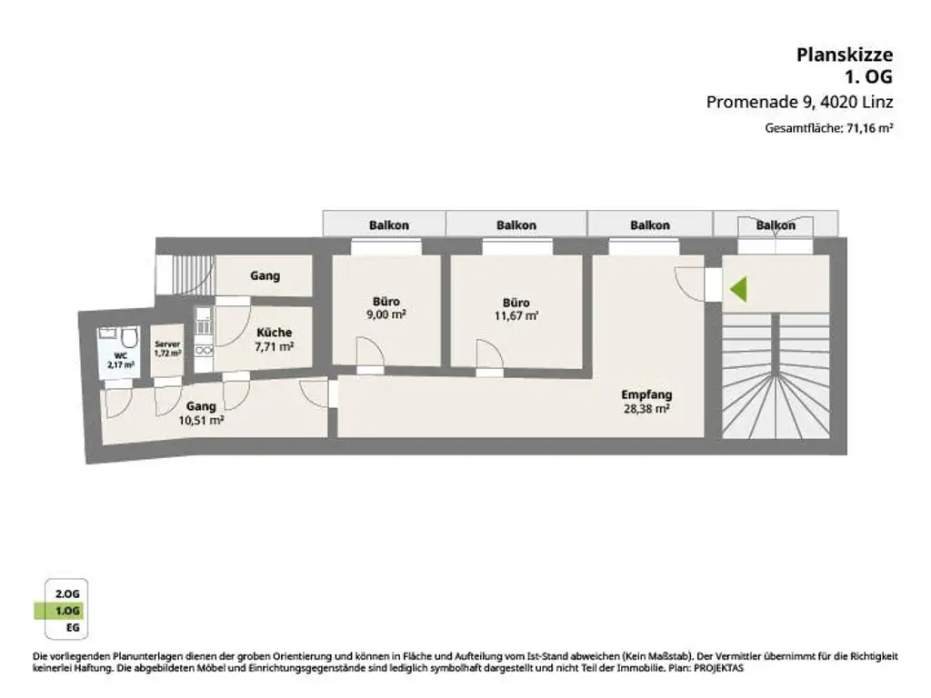 70m² Büro mit Balkon in bester Lage zu vermieten!