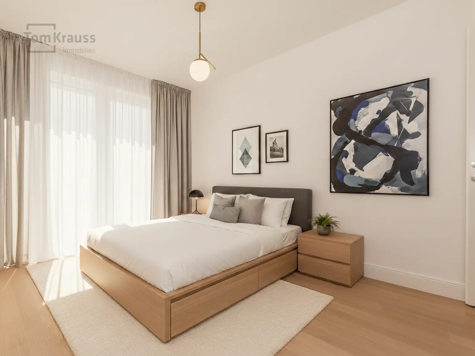 Schlafzimmer Hof KI möbliert