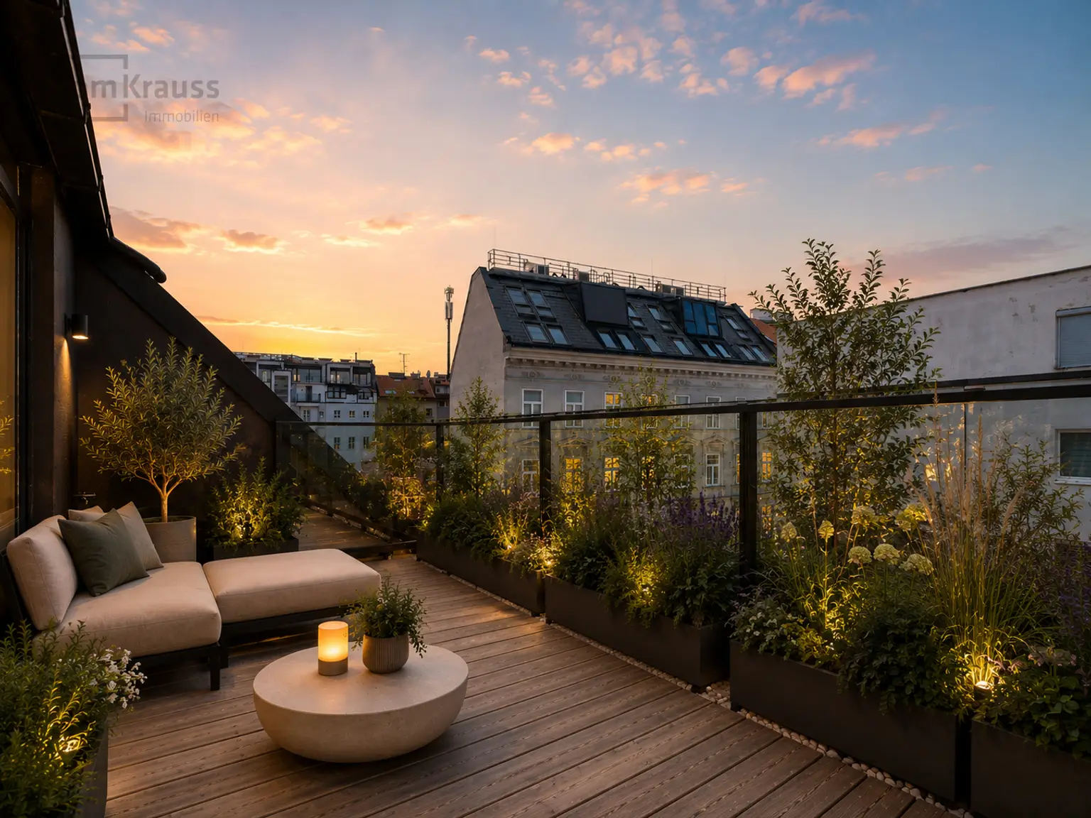 Terrasse KI möbliert