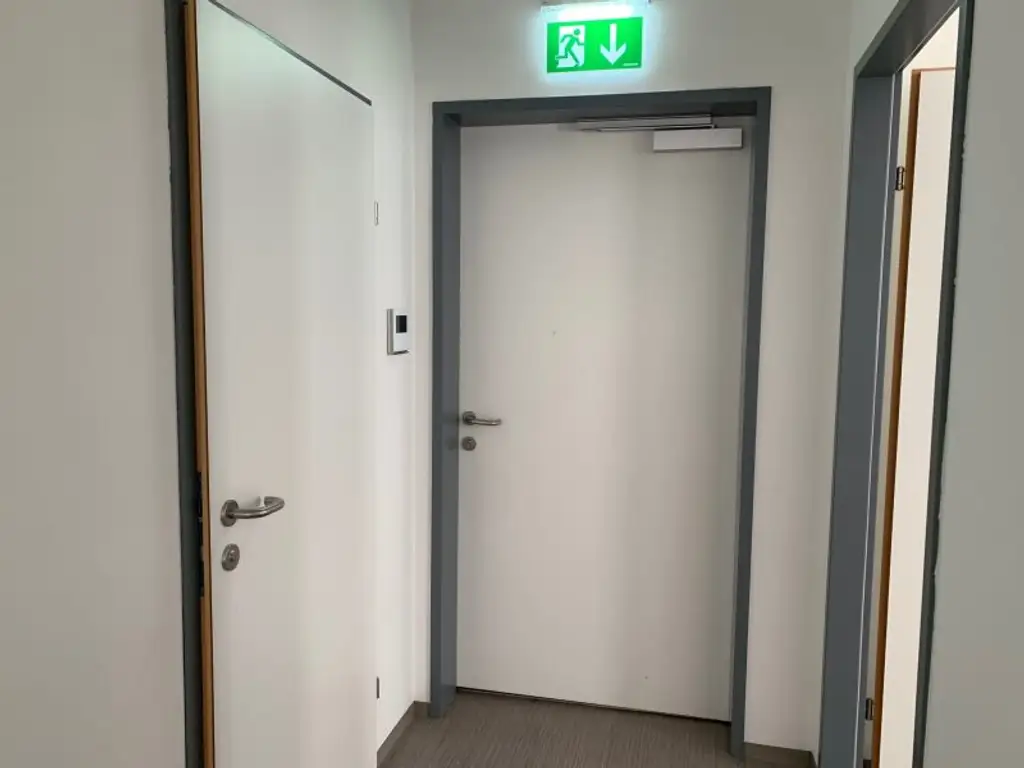 Zentrales Büro mit sonnigem Grünblick