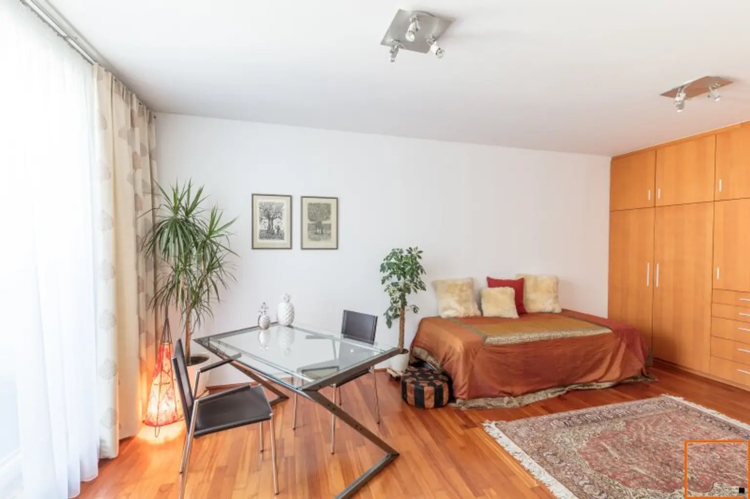 FULLY FURNISHED ROOFTOP APARTMENT:/ AC: Spacious living-dining area & 2 bedrooms