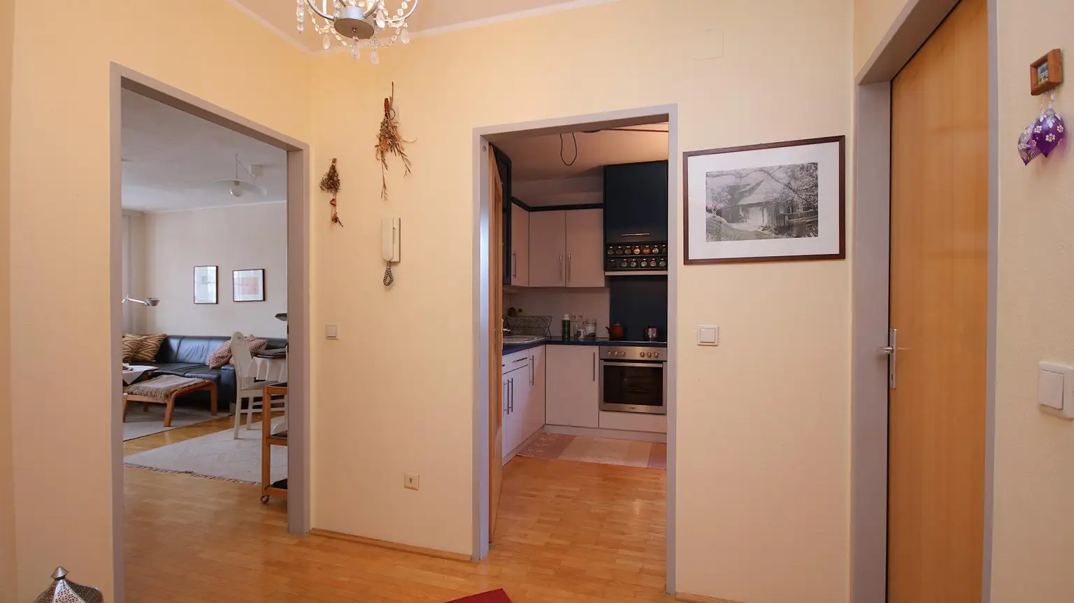 Vorraum mit Blick in die Küche uns ins Wohnzimmer