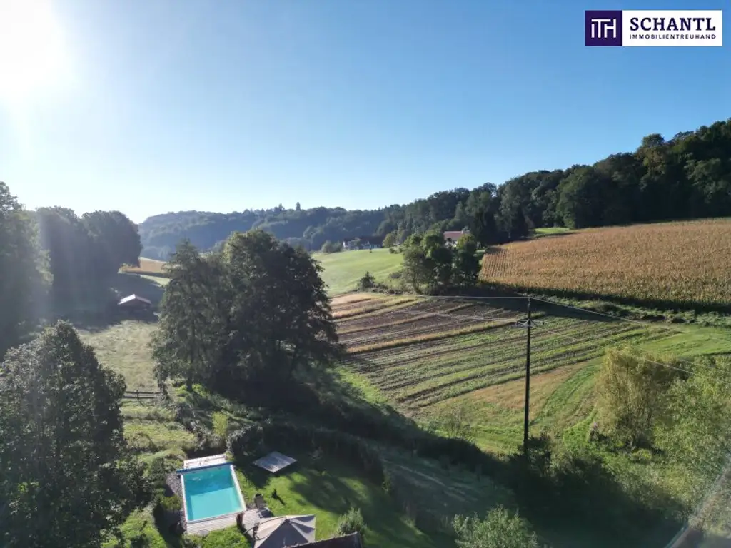 SENSATIONELLES JUWEL! Exklusiver Vierkanthof im Thermenland Steiermark – Wohnen, Reiten & Leben mit Pool und Natur!