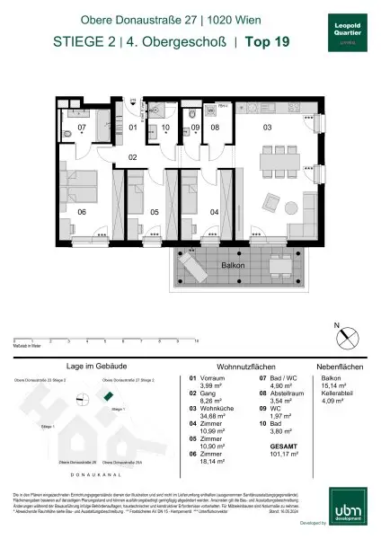 „Leopold Quartier“ Provisionsfreie 4-Zimmer Eigentumswohnung mit Balkon (Erstbezug!) Top 19
