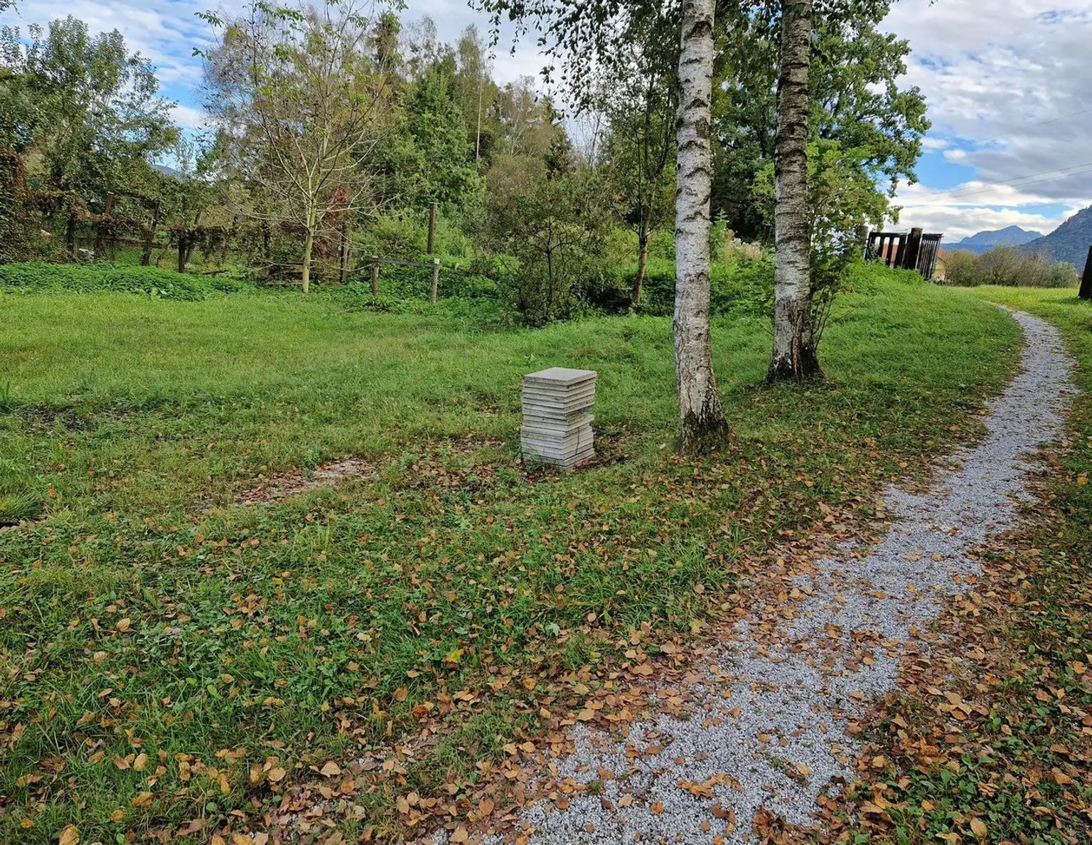 Freizeitgund mit Wald Wiese und fischteich