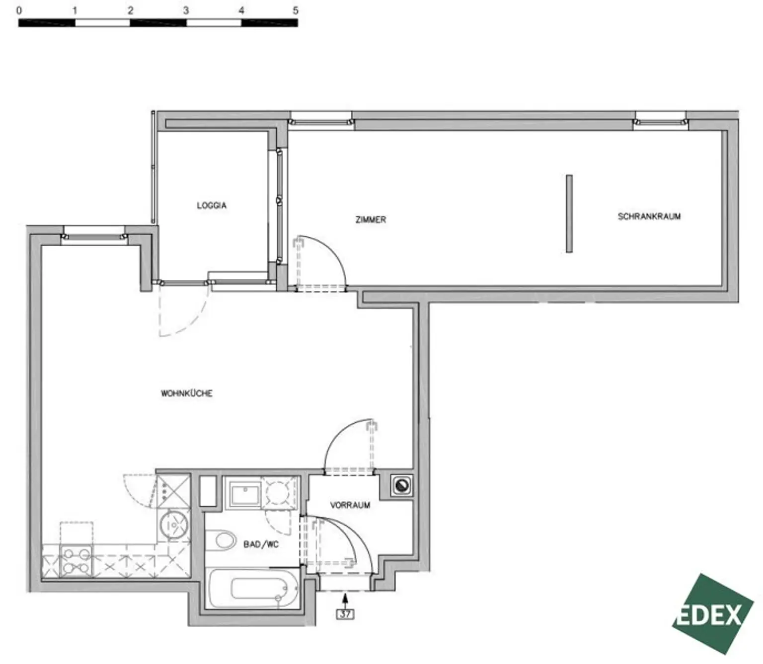 Großes 2-Zimmer-Apartment mit Loggia und Schrankraum beim Hauptbahnhof