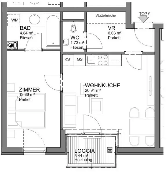 Perfekte Pärchenwohnung mit moderner Ausstattung und guter Anbindung