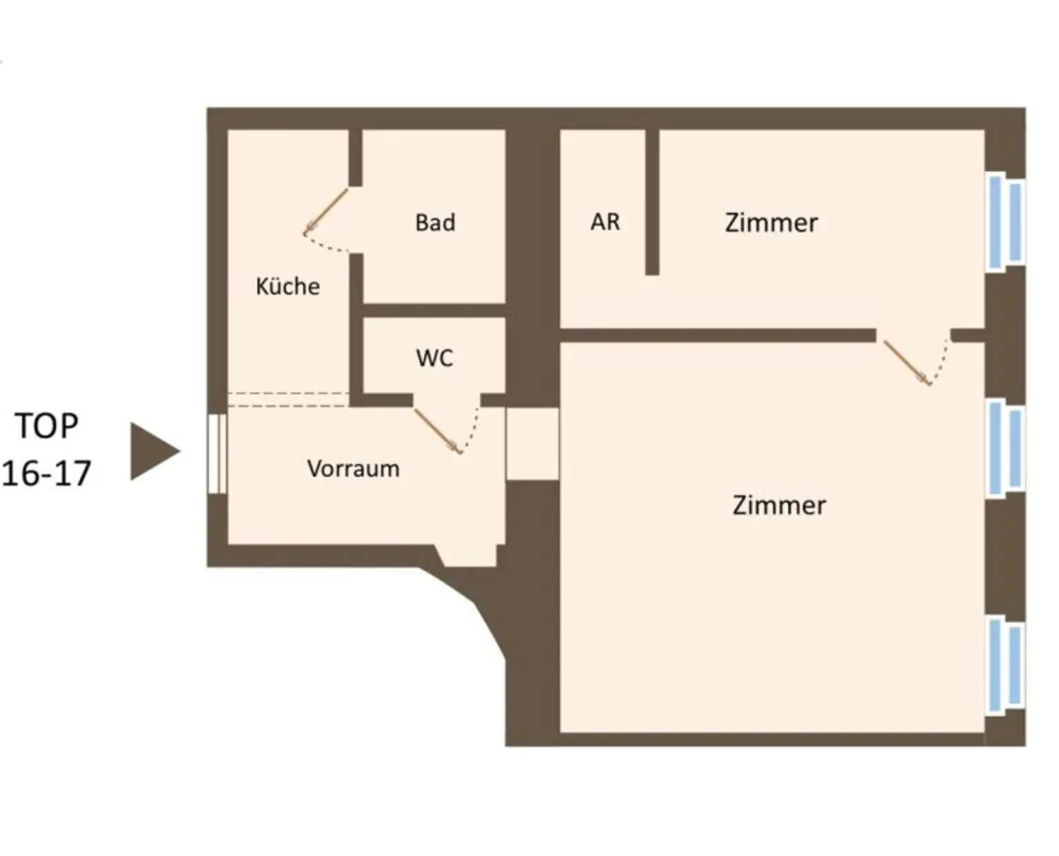 Grundriss - Wohnungsplan ca. 47,50 m²