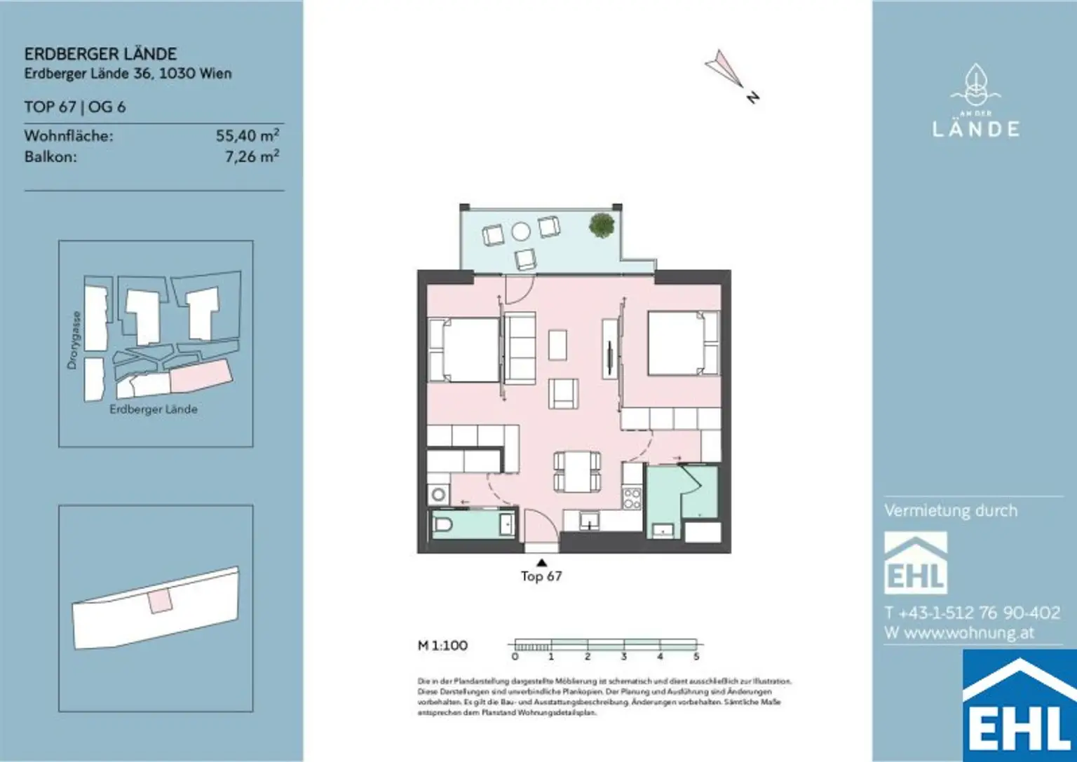 3 Zimmer Wohnungshit mit Balkon an der Lände