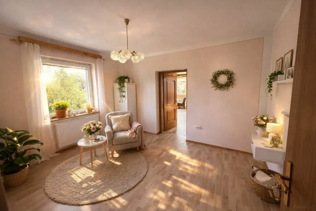 **Im Hügelland mit Fernblick: Einfamilienhaus mit Wäldchen, Nebengebäude & 2 Garagen**