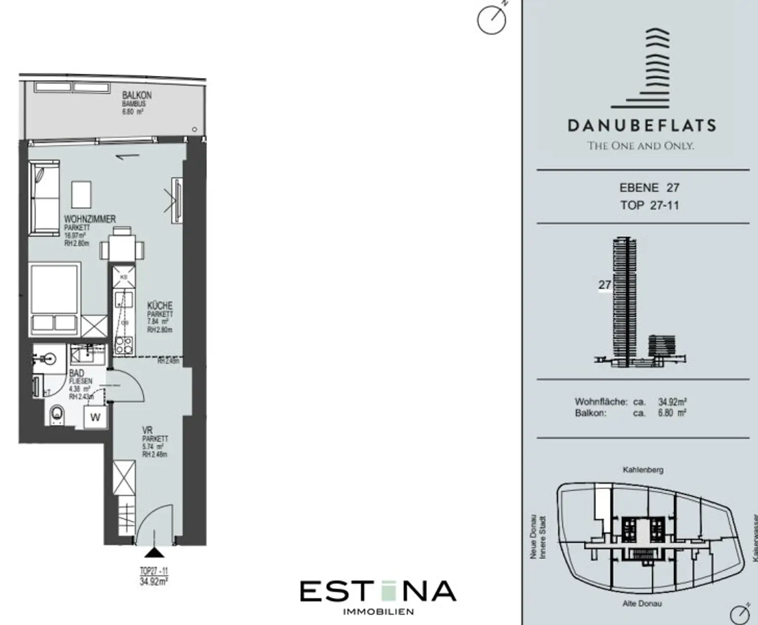 Voll möblierte Singlewohnung mit Concierge und Wellness - U1 Station
