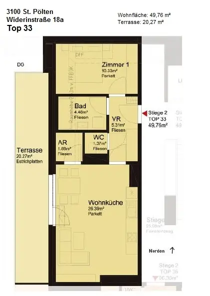 Moderne 2-Zimmer-Wohnung mit Terrasse, hochwertige Ausstattung