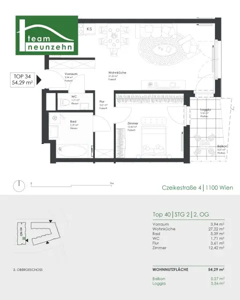 Geräumige 2-Zimmer Wohnung inkl. Einbauküche und Freifläche - ab sofort verfügbar!