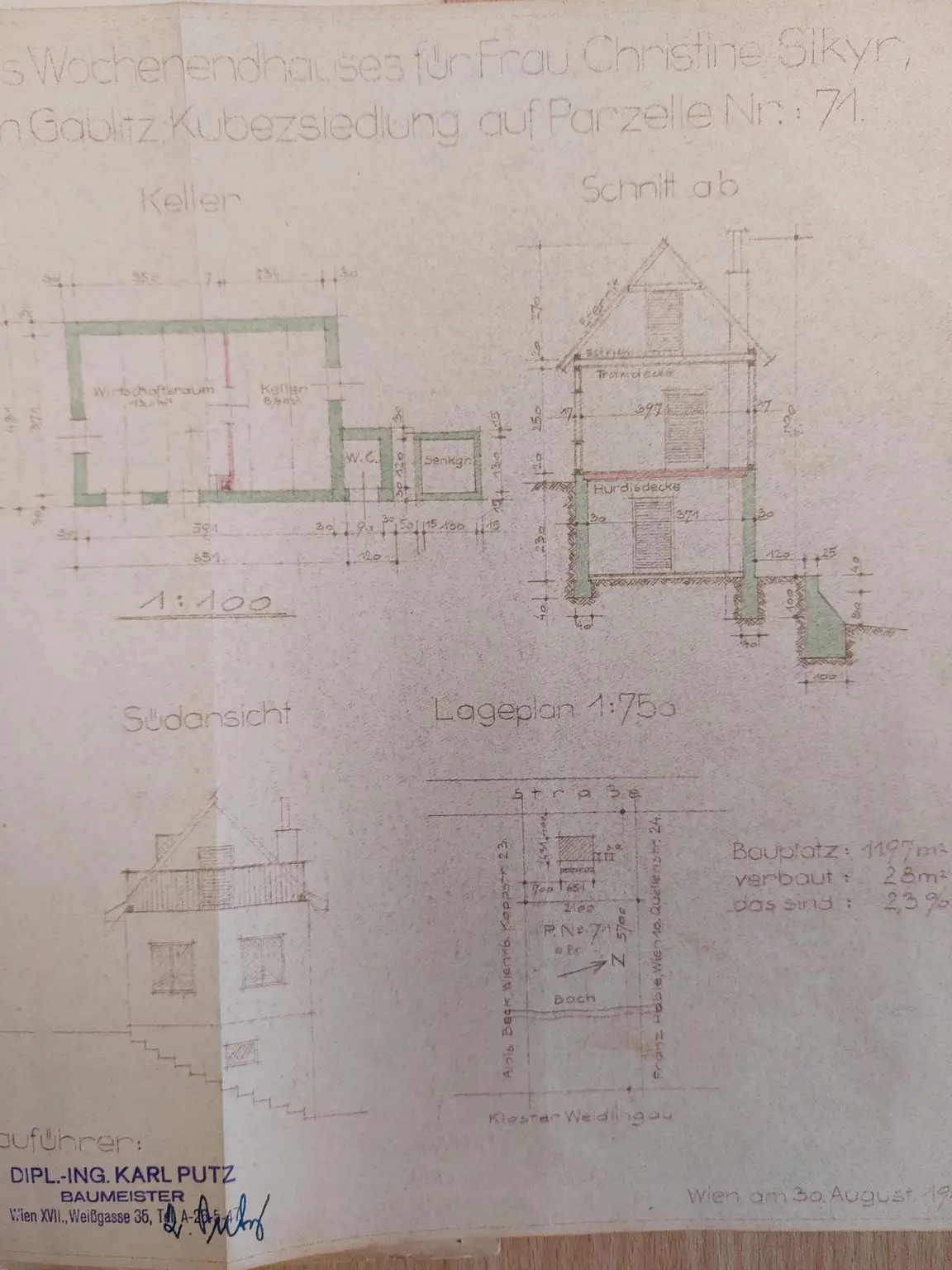 Plandokument Schnitt alt