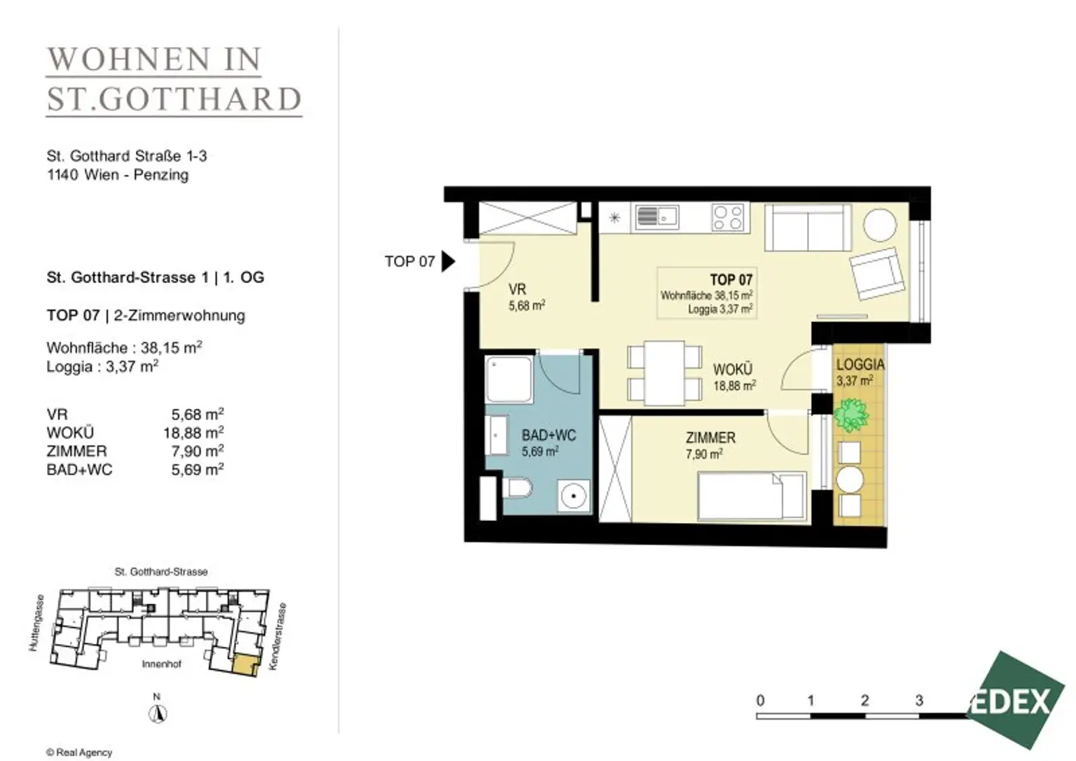 Helle 2-Zimmer-Wohnung mit Loggia nahe U3 – Bezug ab Dezember