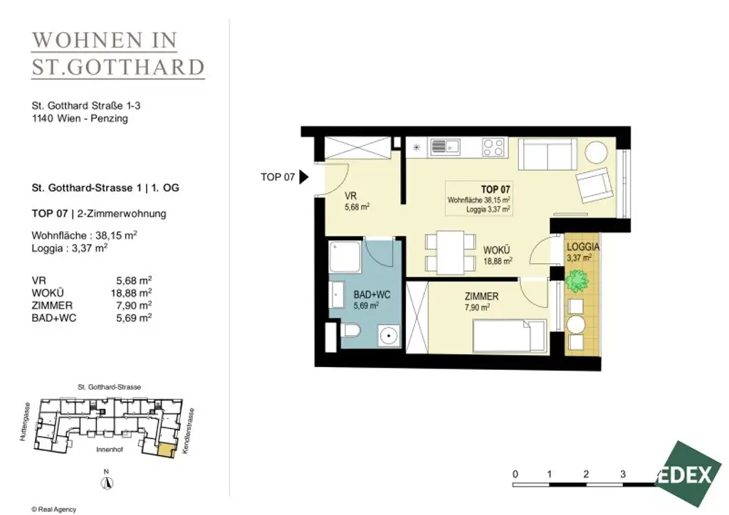 Helle 2-Zimmer-Wohnung mit Loggia nahe U3 – Bezug ab Dezember
