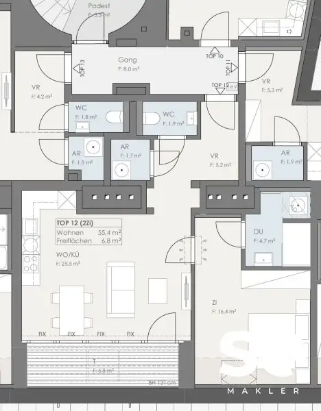 # SQ - EXKLUSIVE DACHGESCHOSSWOHNUNG IN 1030 WIEN - SEIDLGASSE - 2 ZIMMER und TERRASSE - TOP 12
