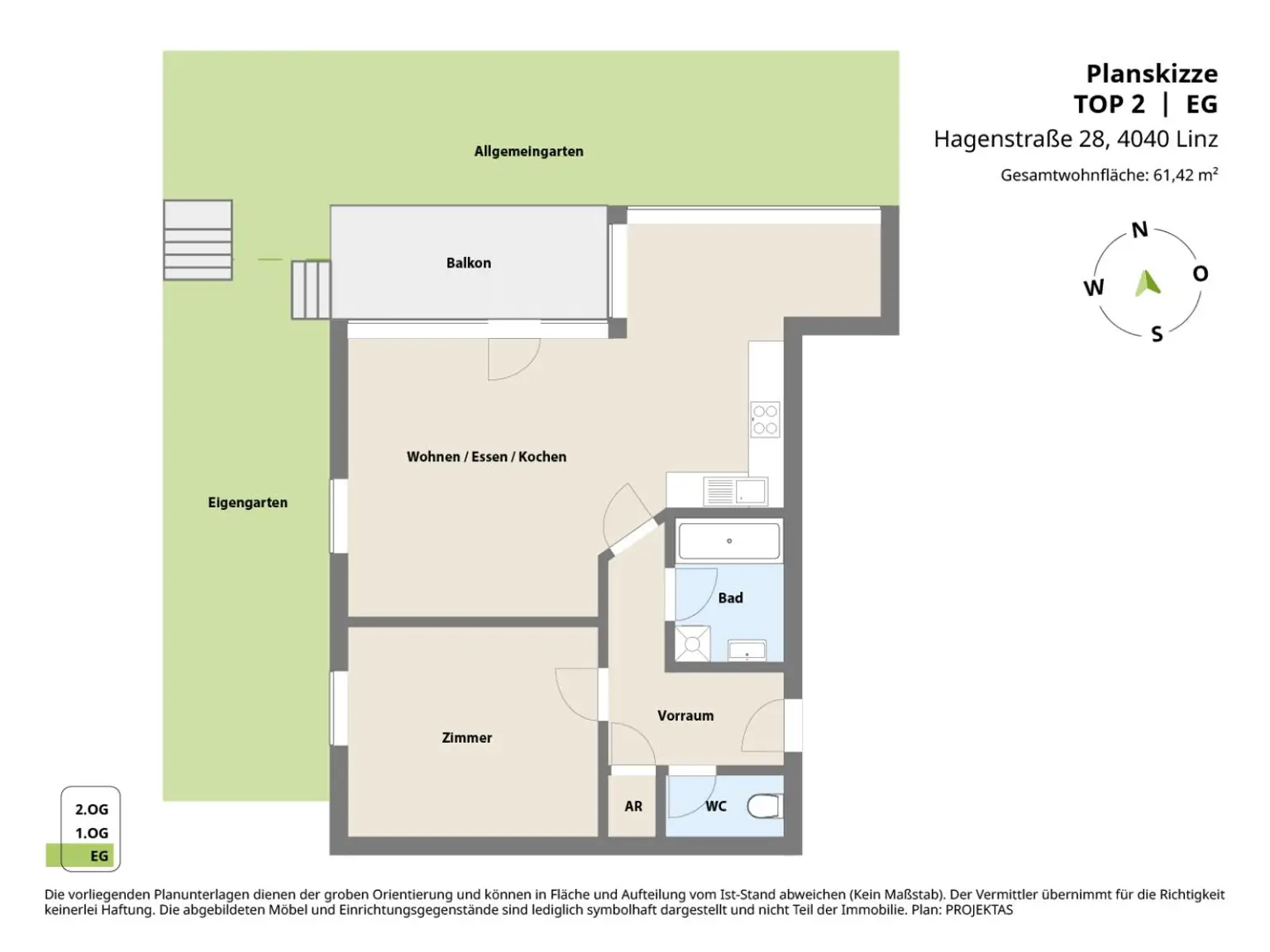 ***Traumhafte 2 Zi.-Wohnung mit Balkon, Eigengarten & TG-Platz am Fuße des Pöstlingbergs***