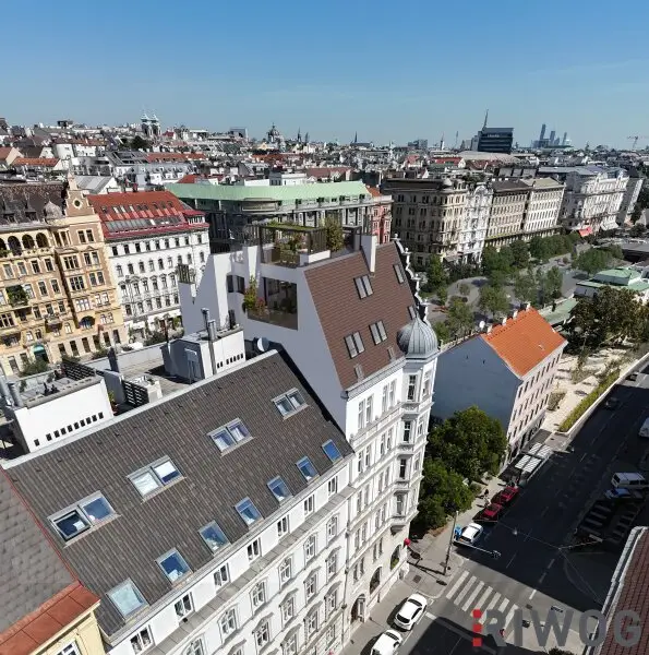 Einmalige Dachgeschosswohnung am Naschmarkt – Mit Vision veredelbar zum 215 m² PENTHOUSE-Juwel mit einmaligen 360°-Blick über Wien