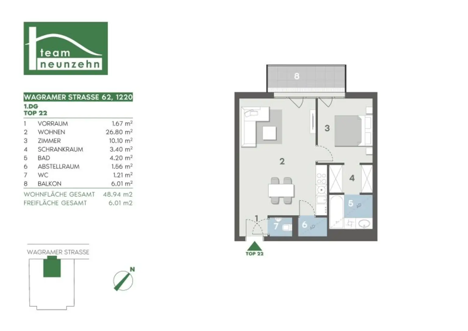 ***Vollmöblierte 2-Zimmer-Mietwohnung mit Balkon in 1220 Wien – Nähe Alte Donau & U1 Kagran***