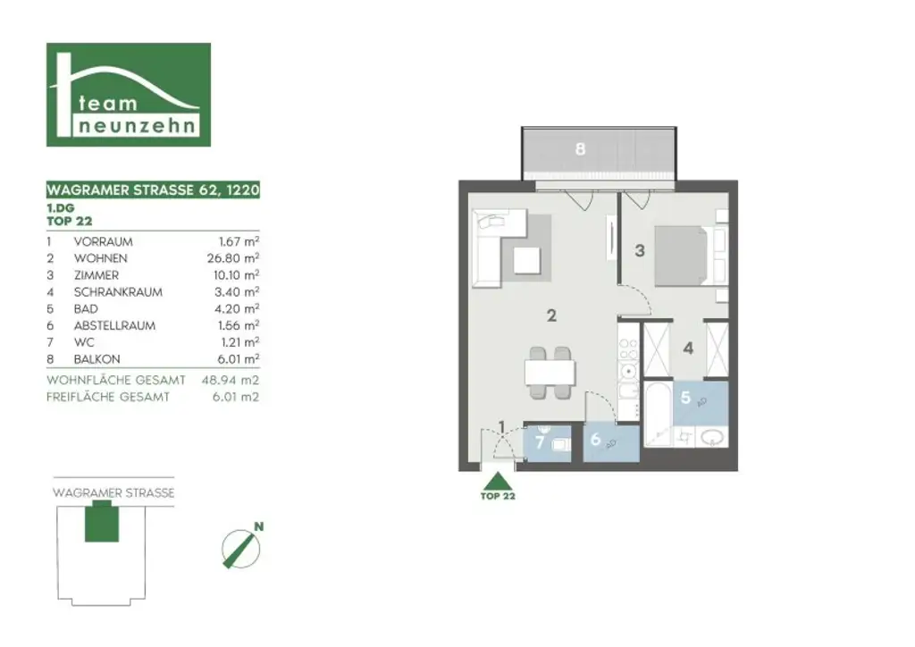 ***Vollmöblierte 2-Zimmer-Mietwohnung mit Balkon in 1220 Wien – Nähe Alte Donau & U1 Kagran***