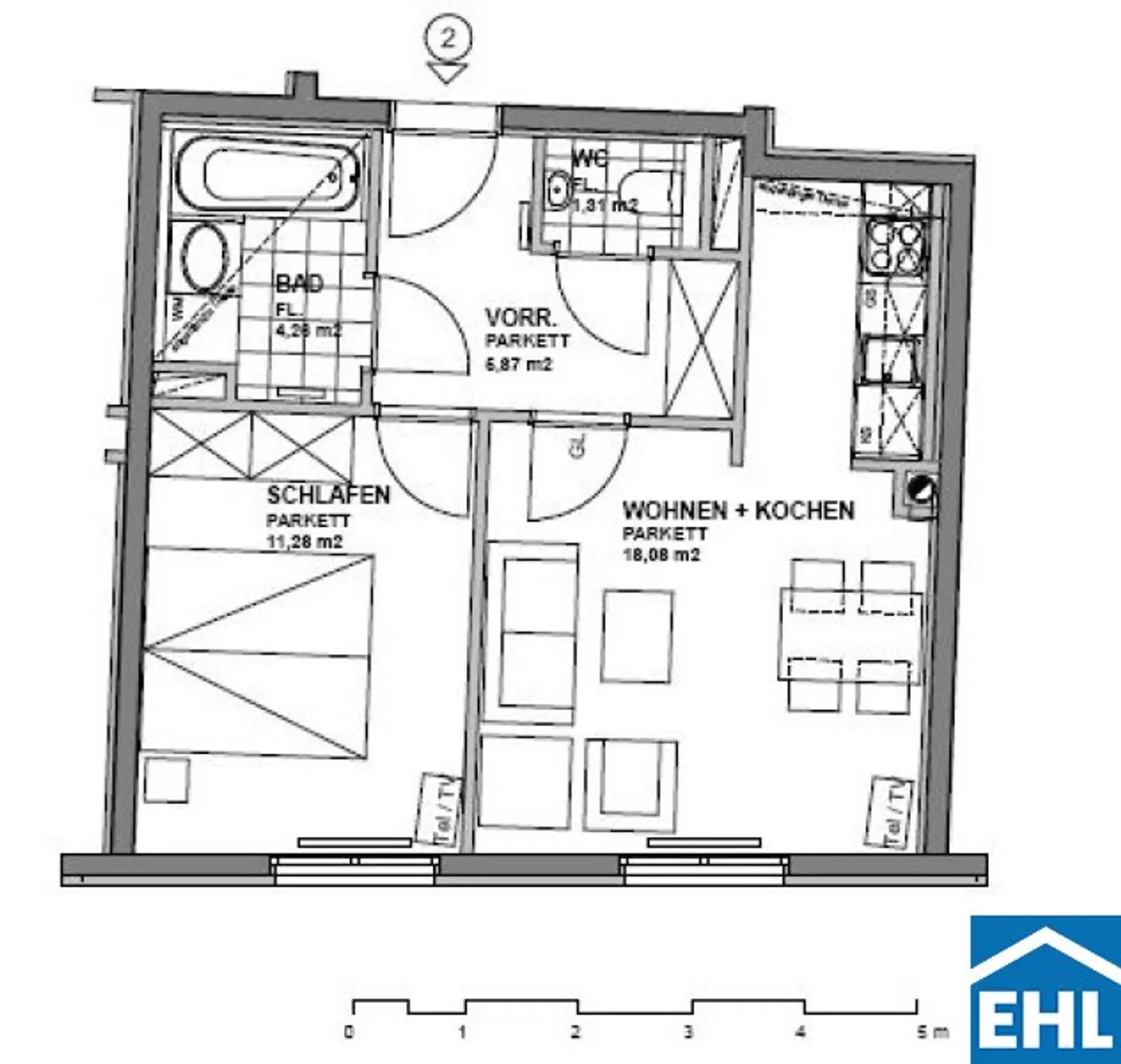 Freundliche 2 Zimmerwohnung in optimaler Lage