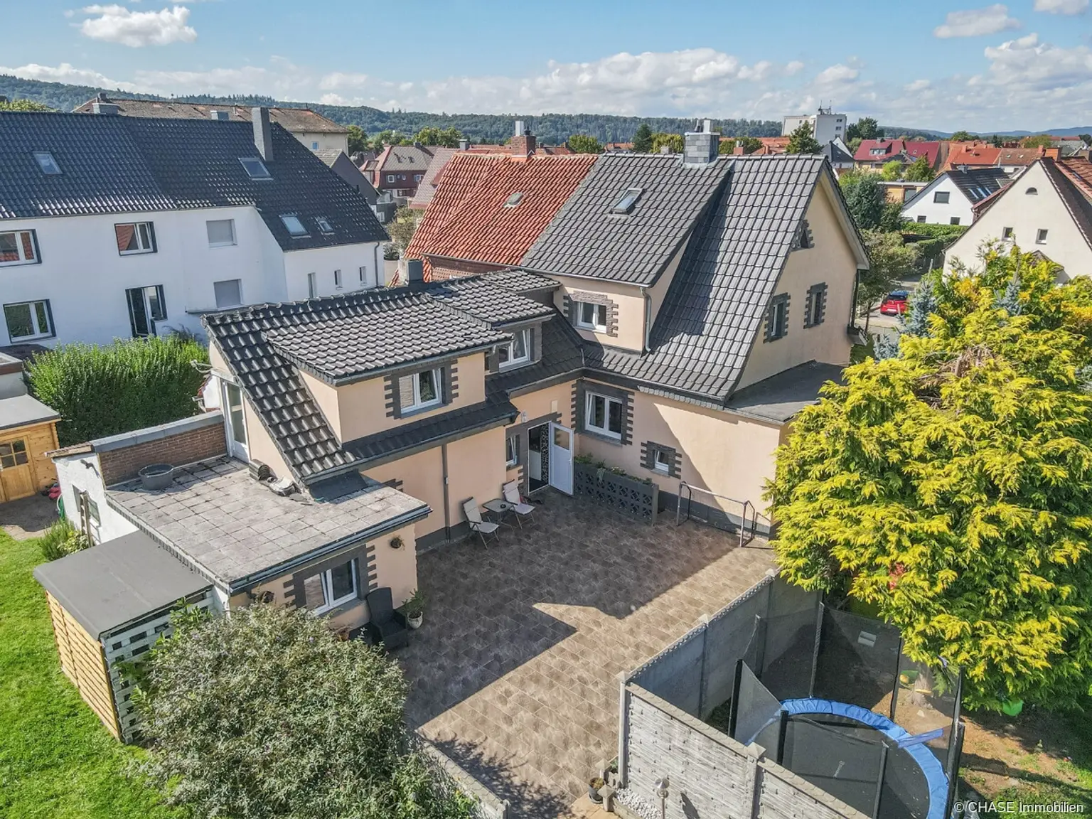 Drohnenansicht Haus & Terrasse