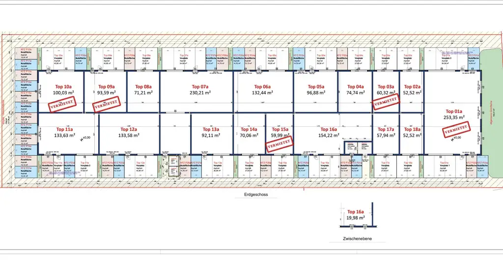 Betriebs- oder Lagerhallen von 59 - 230 m² Fläche im FE Business Park St. Florian / Asten zu vermieten - PROVISIONSFREI! (Top 14a)