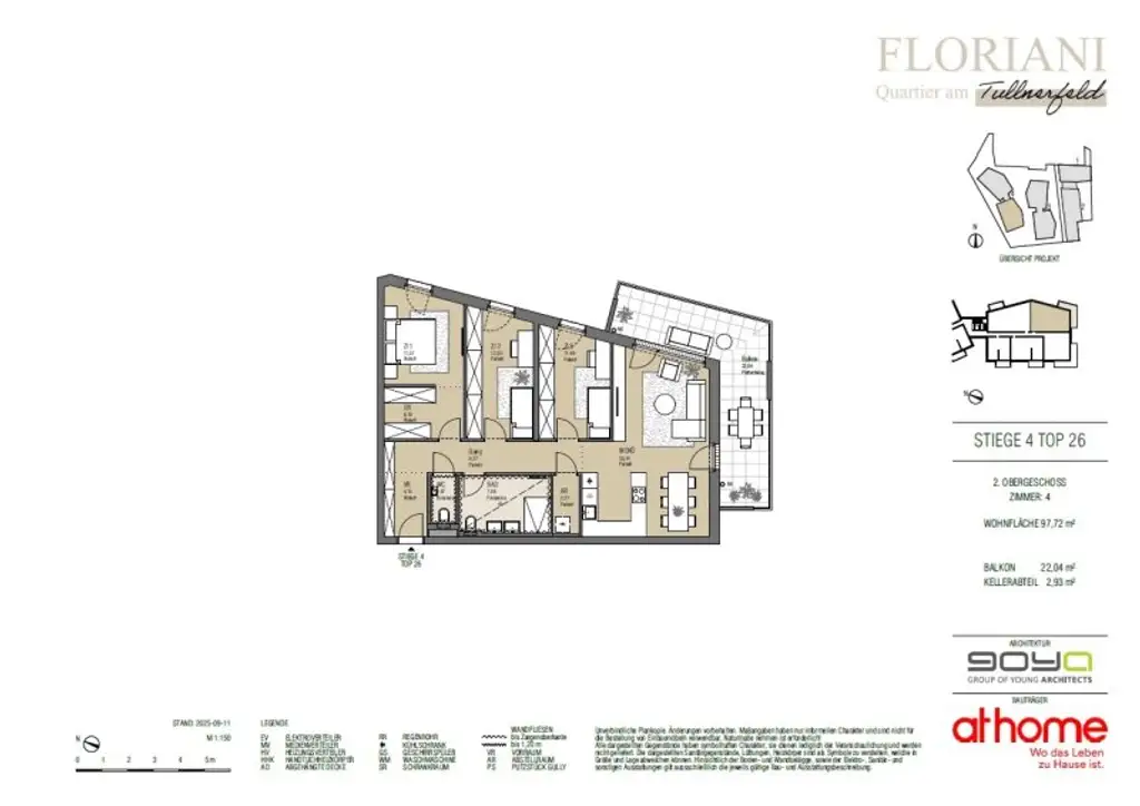 FLORIANI – Quartier am Tullnerfeld - Stilvolle 4 Zimmer Wohnung mit charmanten Raumkonzept - Großer Balkon - Nähe Bahnhof