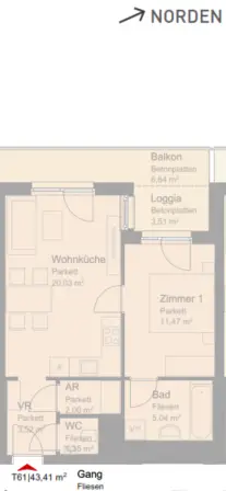 2-Zimmer Neubau Mietwohnung mit Loggia in zentraler Lage nähe U1!